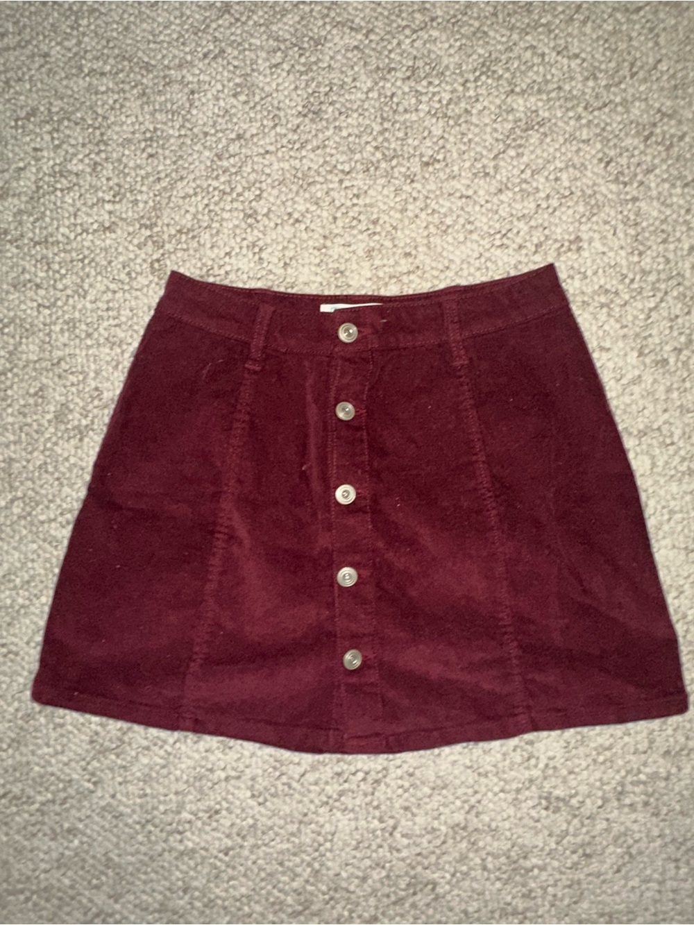 Celebrity Pink Button-Front A-Line Skirt in Burgundy